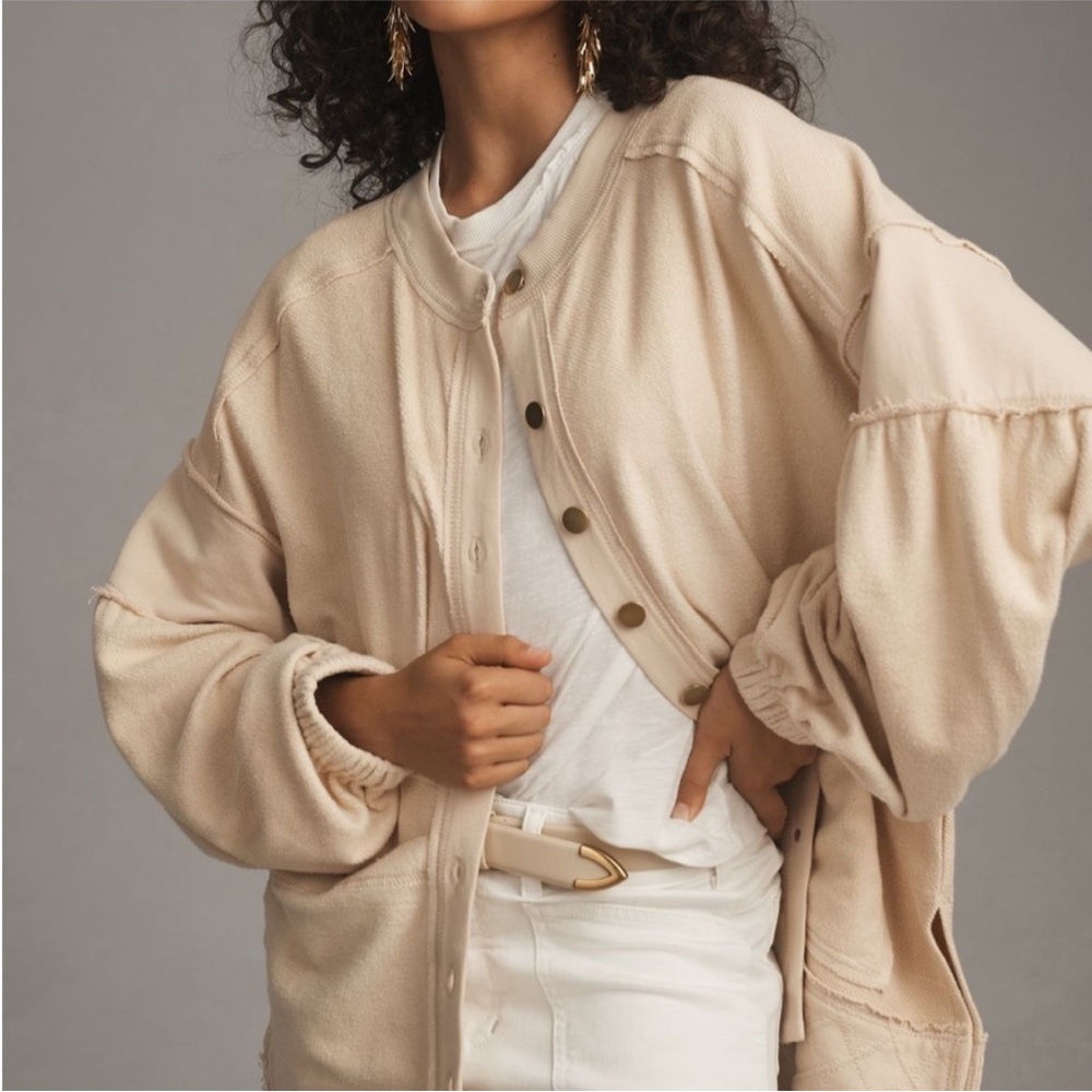 Pilcro light sand Button-Up Shacket Jacket size Small